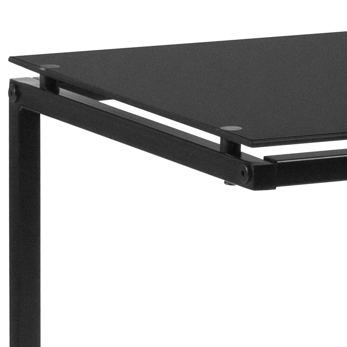 Black Glass End Table with Black Metal Frame - Occasional and Accent Tables