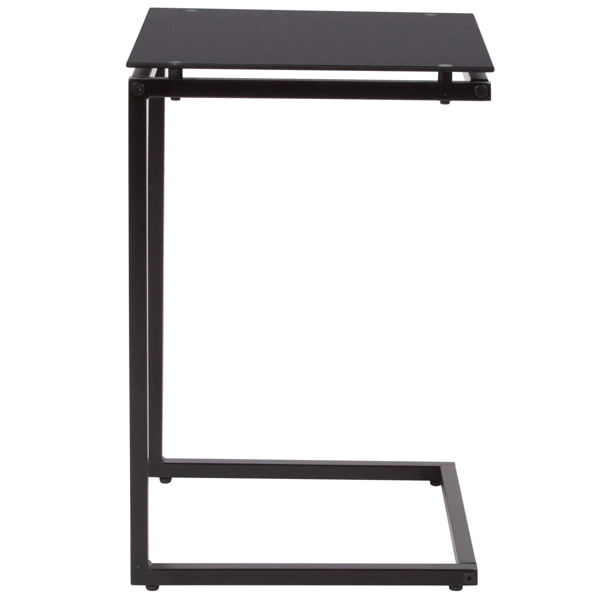 Black Glass End Table with Black Metal Frame - Occasional and Accent Tables