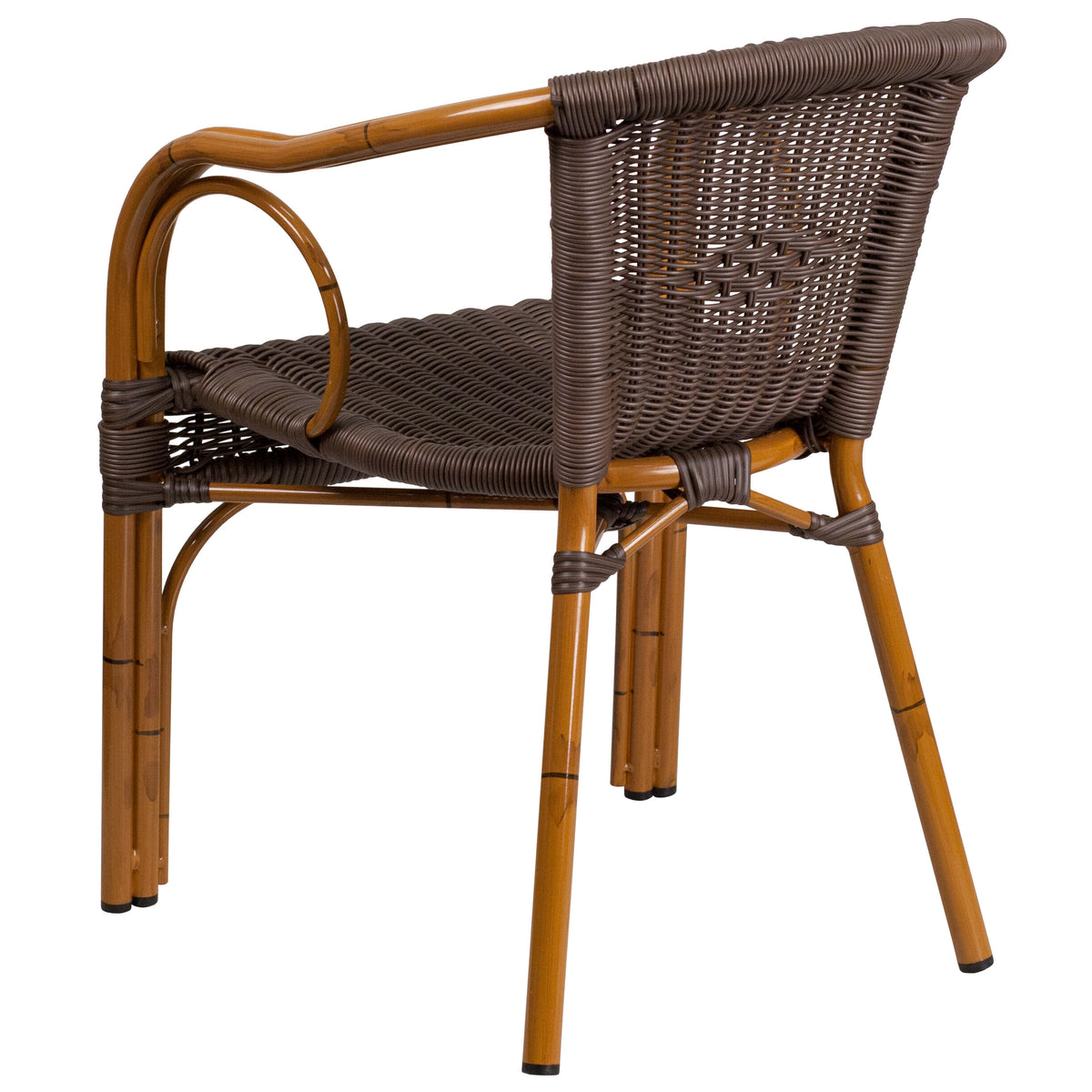 Dark Brown Rattan/Red Bamboo-Aluminum Frame |#| Dark Brown Rattan Restaurant Patio Chair with Red Bamboo-Aluminum Frame