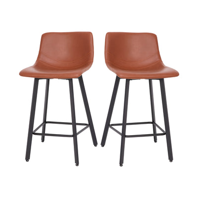Caleb Modern Armless 24 Inch Counter Height Stools Commercial Grade with Footrests and Matte Metal Frames, Set of 2