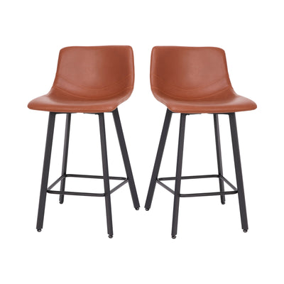 Caleb Modern Armless 24 Inch Counter Height Stools Commercial Grade with Footrests and Matte Metal Frames, Set of 2 - View 1