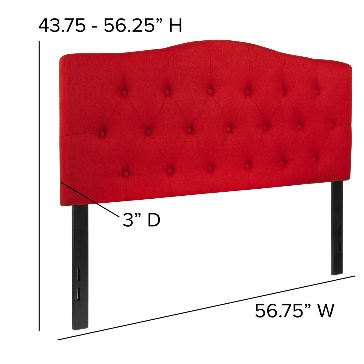 Red,Full |#| Arched Button Tufted Upholstered Full Size Headboard in Red Fabric