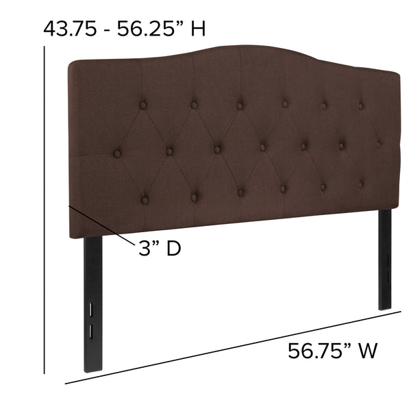 Dark Brown,Full |#| Arched Button Tufted Upholstered Full Size Headboard in Dark Brown Fabric
