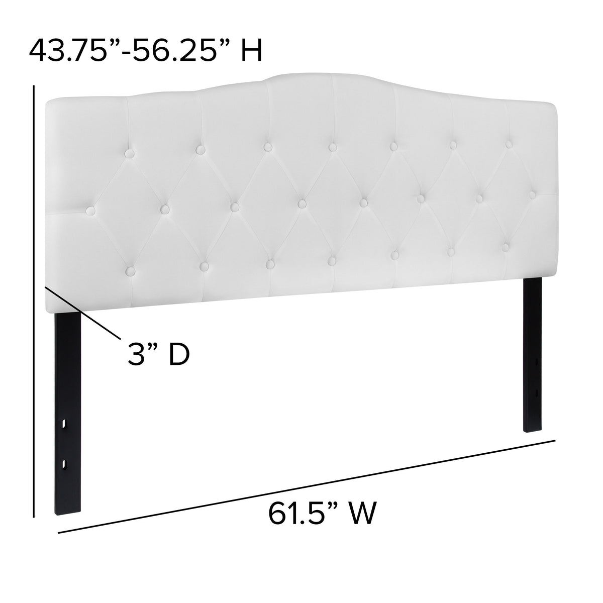 White,Queen |#| Arched Button Tufted Upholstered Queen Size Headboard in White Fabric