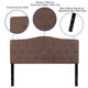 Camel,Queen |#| Arched Button Tufted Upholstered Queen Size Headboard in Camel Fabric