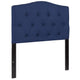 Navy,Twin |#| Arched Button Tufted Upholstered Twin Size Headboard in Navy Fabric
