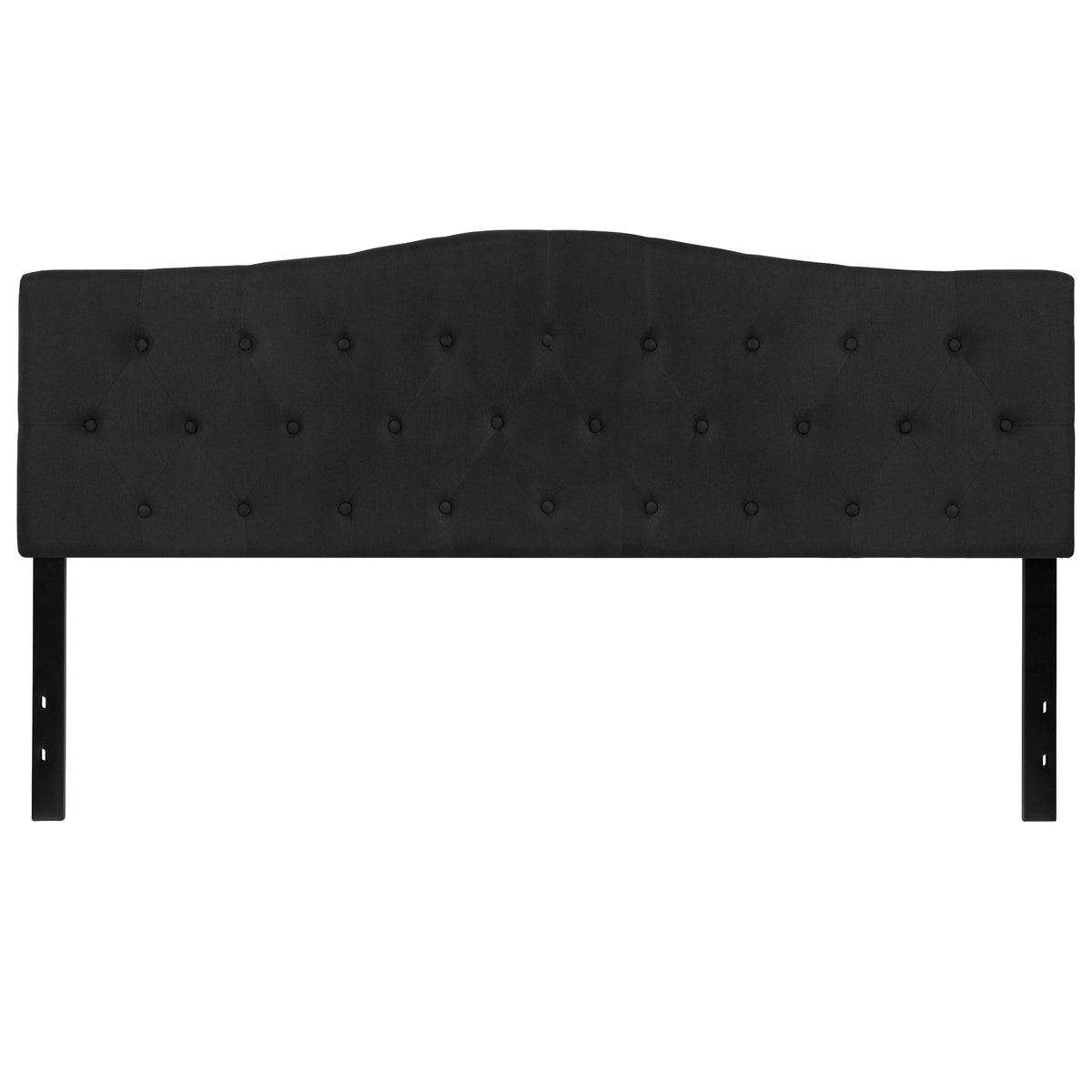 Black,King |#| Arched Button Tufted Upholstered King Size Headboard in Black Fabric