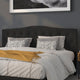 Black,King |#| Arched Button Tufted Upholstered King Size Headboard in Black Fabric