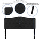 Black,Queen |#| Arched Button Tufted Upholstered Queen Size Headboard in Black Fabric