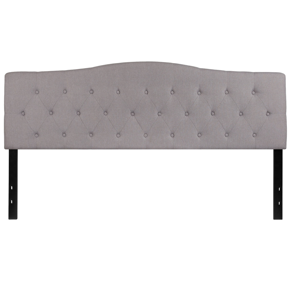 Light Gray,King |#| Arched Button Tufted Upholstered King Size Headboard in Light Gray Fabric
