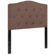 Camel,Twin |#| Arched Button Tufted Upholstered Twin Size Headboard in Camel Fabric
