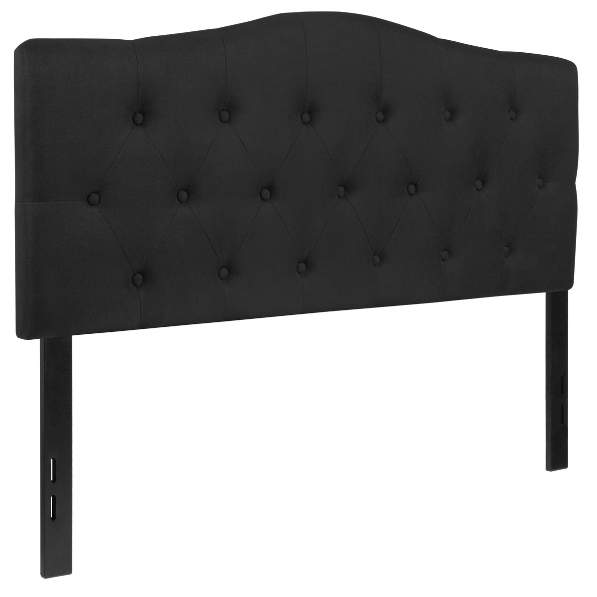 Black,Full |#| Arched Button Tufted Upholstered Full Size Headboard in Black Fabric