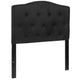Black,Twin |#| Arched Button Tufted Upholstered Twin Size Headboard in Black Fabric