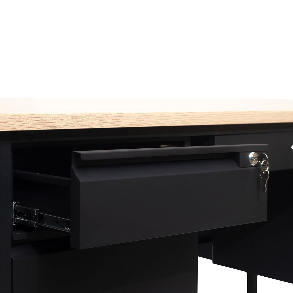 White Oak |#| Commercial Double Pedestal Desk with 5 Locking Drawers in White Oak-50x60