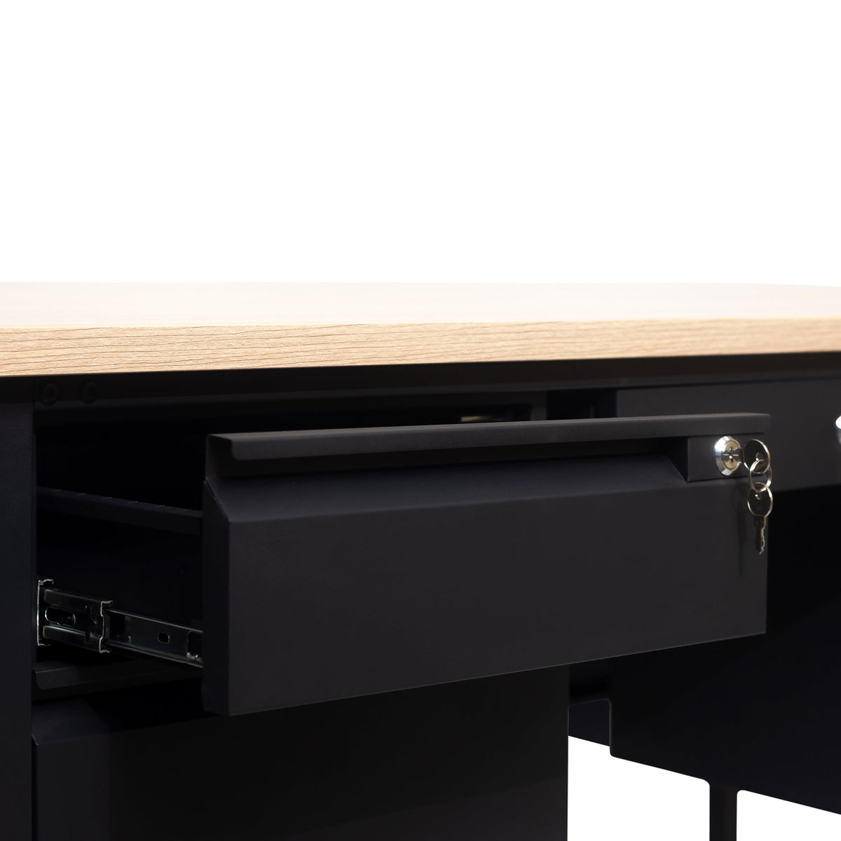 White Oak |#| Commercial Double Pedestal Desk with 5 Locking Drawers in White Oak-50x70