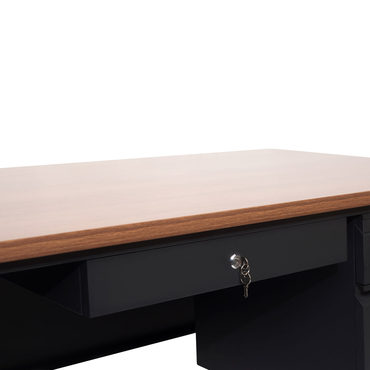 Walnut |#| Commercial Right Side Single Pedestal Desk-3 Locking Drawers in Walnut-30x60