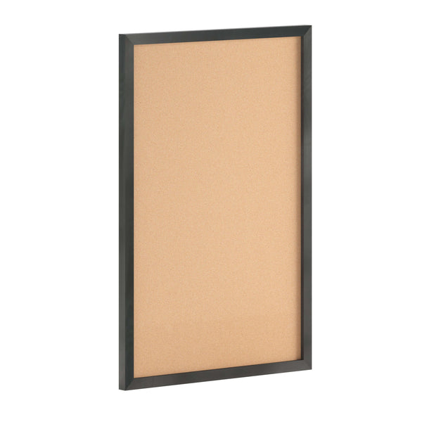 Black,24inchW x 36inchH |#| Commercial 24x36 Wall Mount Cork Board with Wooden Push Pins - Black