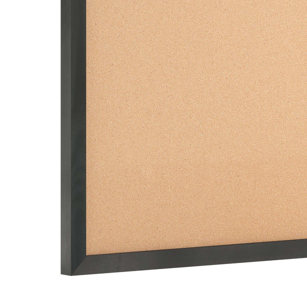 Black,24inchW x 36inchH |#| Commercial 24x36 Wall Mount Cork Board with Wooden Push Pins - Black