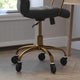 Black LeatherSoft/Gold Frame |#| Executive Chair with Gold Frame & Arms on Skate Wheels - Black LeatherSoft