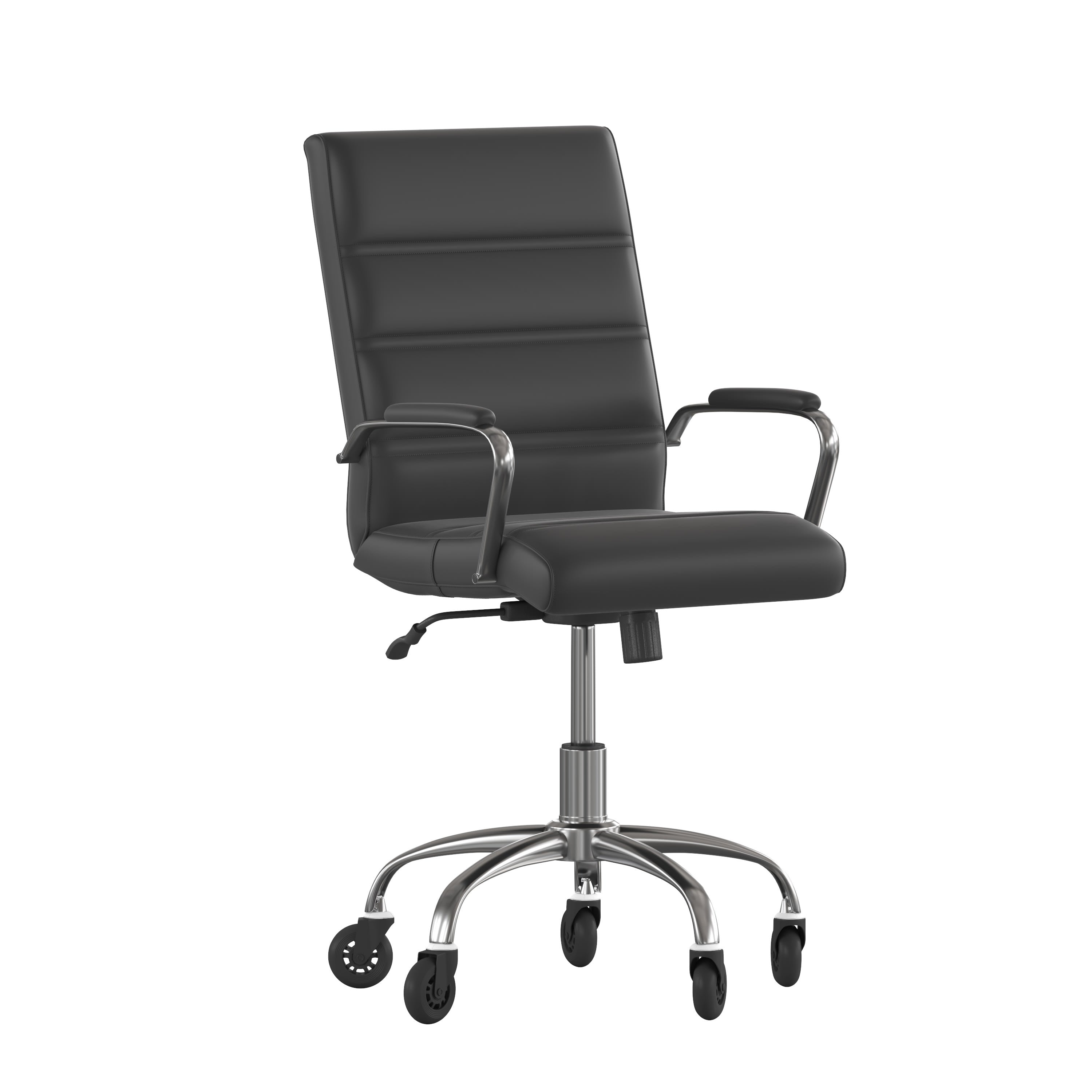 Camilia Mid-Back Executive Swivel Office Chair with Arms and Transparent Roller Wheels - Thumbnail 4