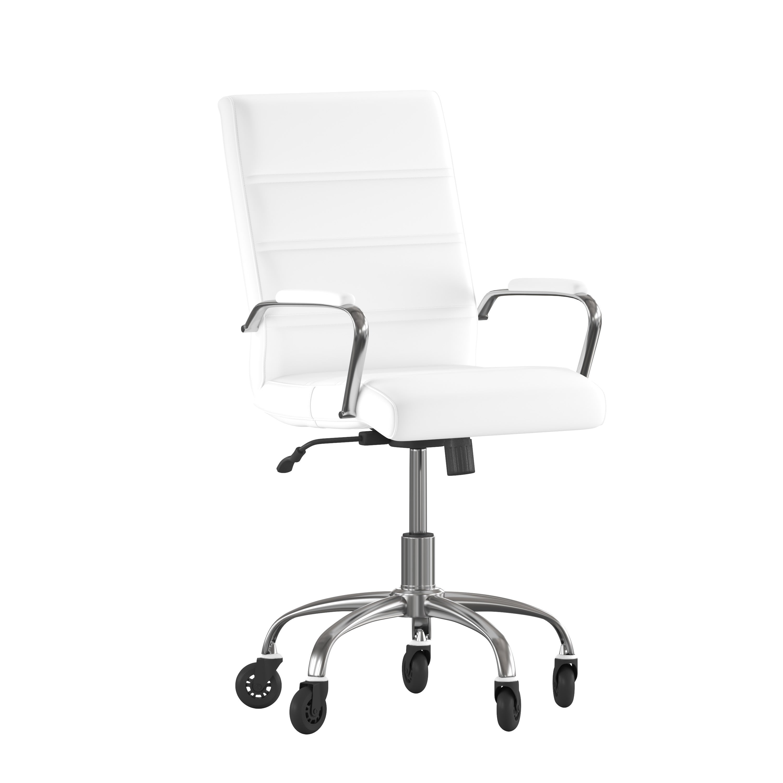 Camilia Mid-Back Executive Swivel Office Chair with Arms and Transparent Roller Wheels
