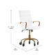 White LeatherSoft/Gold Frame |#| Executive Chair with Gold Frame & Arms on Skate Wheels - White LeatherSoft