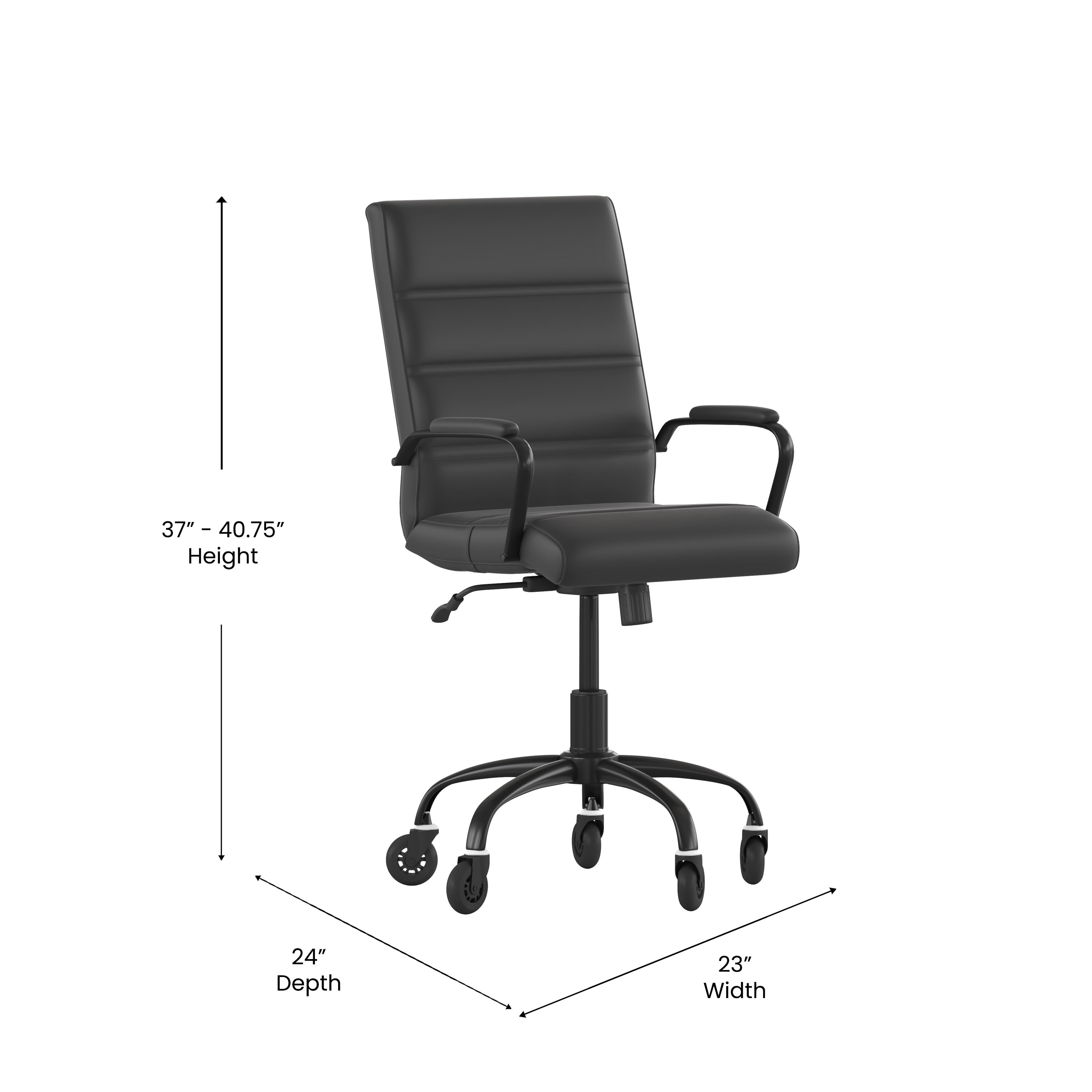 Camilia Mid-Back Executive Swivel Office Chair with Arms and Transparent Roller Wheels - Thumbnail 5