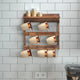 Rustic Brown |#| 12 Cup Wall Mount Coffee Mug Rack with Upper Storage Shelf - Rustic Brown