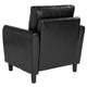 Black LeatherSoft |#| Living Room Chair w/Extended Side Panels &Rounded Arms in Black LeatherSoft
