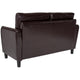 Brown LeatherSoft |#| Living Room Loveseat w/Extended Side Panels &Rounded Arms in Brown LeatherSoft