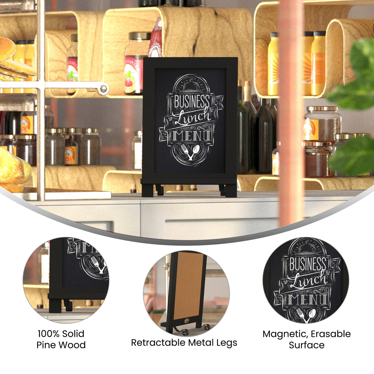 Black,9.5"W x 1.88"D x 14"H |#| 10 Pack 9.5" x 14" Tabletop or Wall Mount Magnetic Chalkboards - Black
