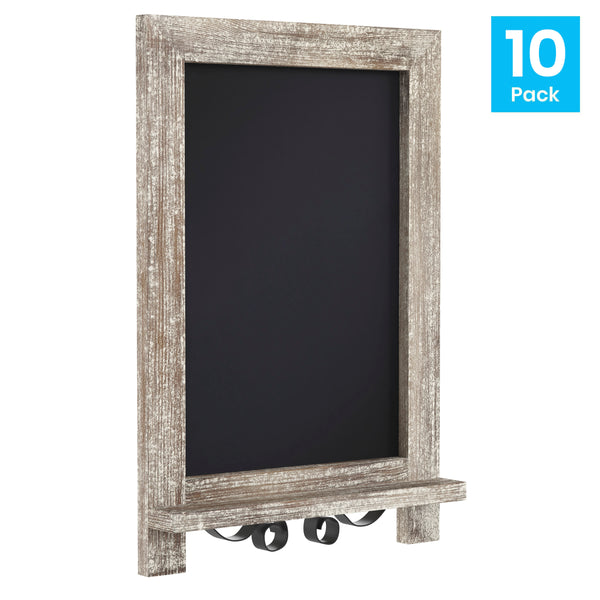 Weathered Brown,9.5"W x 1.88"D x 14"H |#| 10 Pack 9.5" x 14" Tabletop or Wall Mount Magnetic Chalkboards - Weathered