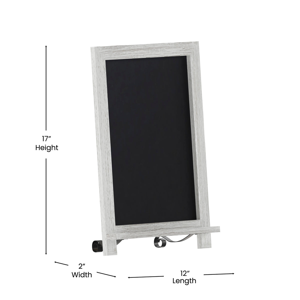 White Wash,12"W x 1.88"D x 17"H |#| 10 Pack 12" x 17" Tabletop or Wall Mount Magnetic Chalkboards - Whitewashed