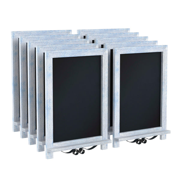 Rustic Blue,12"W x 1.88"D x 17"H |#| 10 Pack 12" x 17" Tabletop or Wall Mount Magnetic Chalkboards - Rustic Blue