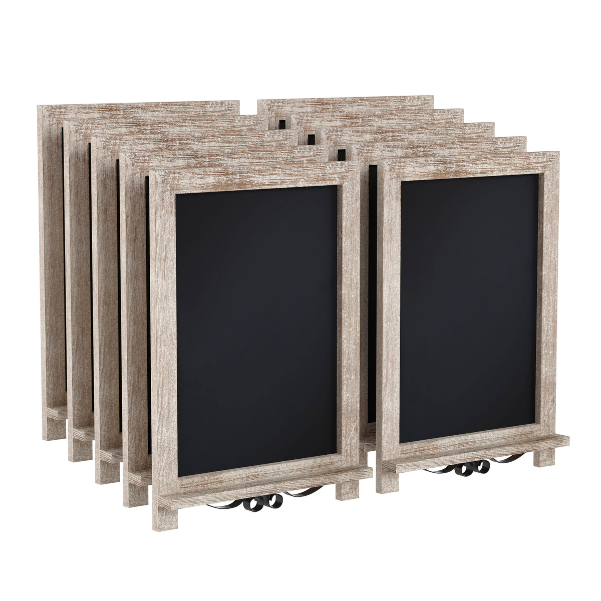 Weathered Brown,12"W x 1.88"D x 17"H |#| 10 Pack 12" x 17" Tabletop or Wall Mount Magnetic Chalkboards - Weathered