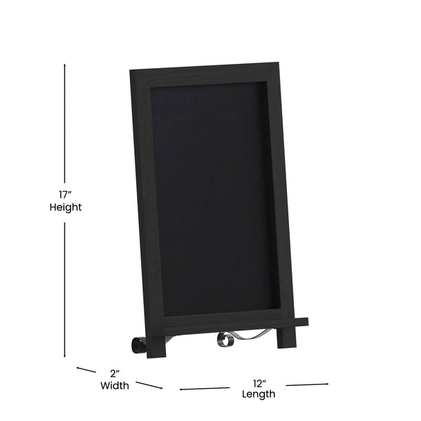 Black,12"W x 1.88"D x 17"H |#| 10 Pack 12" x 17" Tabletop or Wall Mount Magnetic Chalkboards - Black
