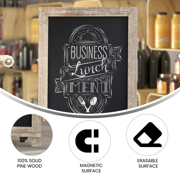 Weathered Brown,12"W x 1.88"D x 17"H |#| 10 Pack 12" x 17" Tabletop or Wall Mount Magnetic Chalkboards - Weathered