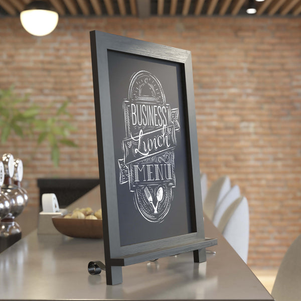 Black,12"W x 1.88"D x 17"H |#| 10 Pack 12" x 17" Tabletop or Wall Mount Magnetic Chalkboards - Black