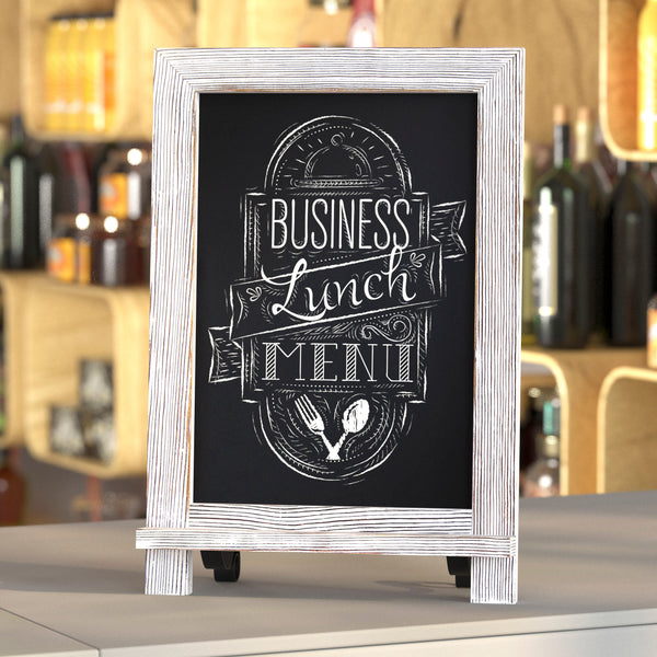 White Wash,9.5"W x 1.88"D x 14"H |#| 10 Pack 9.5" x 14" Tabletop or Wall Mount Magnetic Chalkboards - Whitewashed