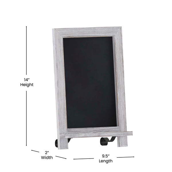 White Wash,9.5"W x 1.88"D x 14"H |#| 10 Pack 9.5" x 14" Tabletop or Wall Mount Magnetic Chalkboards - Whitewashed