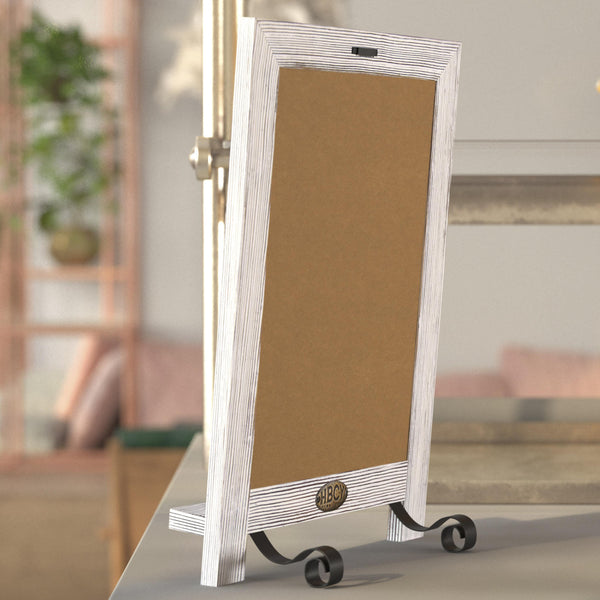 White Wash,9.5"W x 1.88"D x 14"H |#| 10 Pack 9.5" x 14" Tabletop or Wall Mount Magnetic Chalkboards - Whitewashed