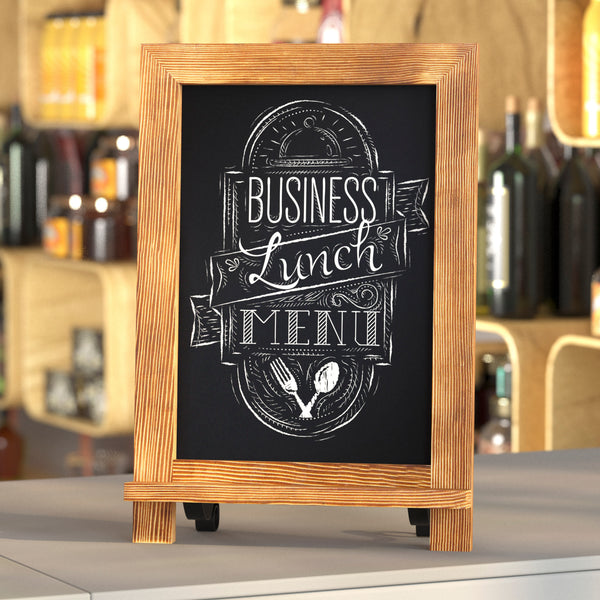 Torched Brown,9.5"W x 1.88"D x 14"H |#| 10 Pack 9.5" x 14" Tabletop or Wall Mount Magnetic Chalkboards - Torched Wood