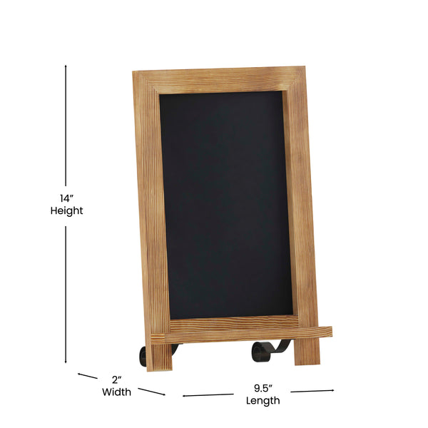 Torched Brown,9.5"W x 1.88"D x 14"H |#| 10 Pack 9.5" x 14" Tabletop or Wall Mount Magnetic Chalkboards - Torched Wood