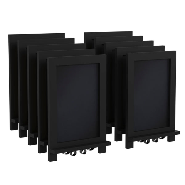 Black,9.5"W x 1.88"D x 14"H |#| 10 Pack 9.5" x 14" Tabletop or Wall Mount Magnetic Chalkboards - Black