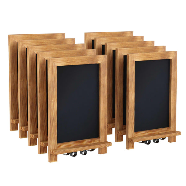 Torched Brown,9.5inchW x 1.88inchD x 14inchH |#| 10 Pack 9.5inch x 14inch Tabletop or Wall Mount Magnetic Chalkboards - Torched Wood