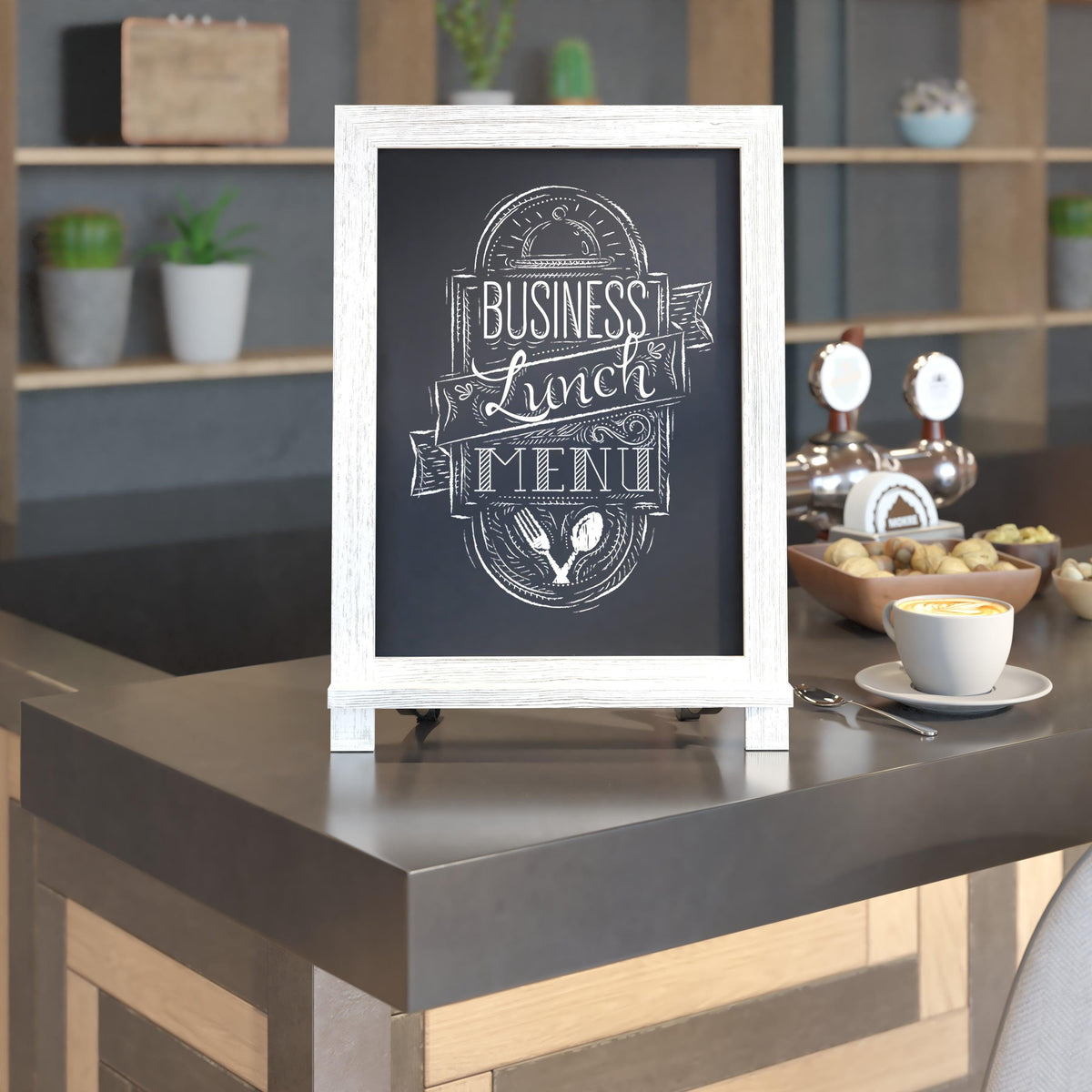 White Wash,12inchW x 1.88inchD x 17inchH |#| 10 Pack 12inch x 17inch Tabletop or Wall Mount Magnetic Chalkboards - Whitewashed