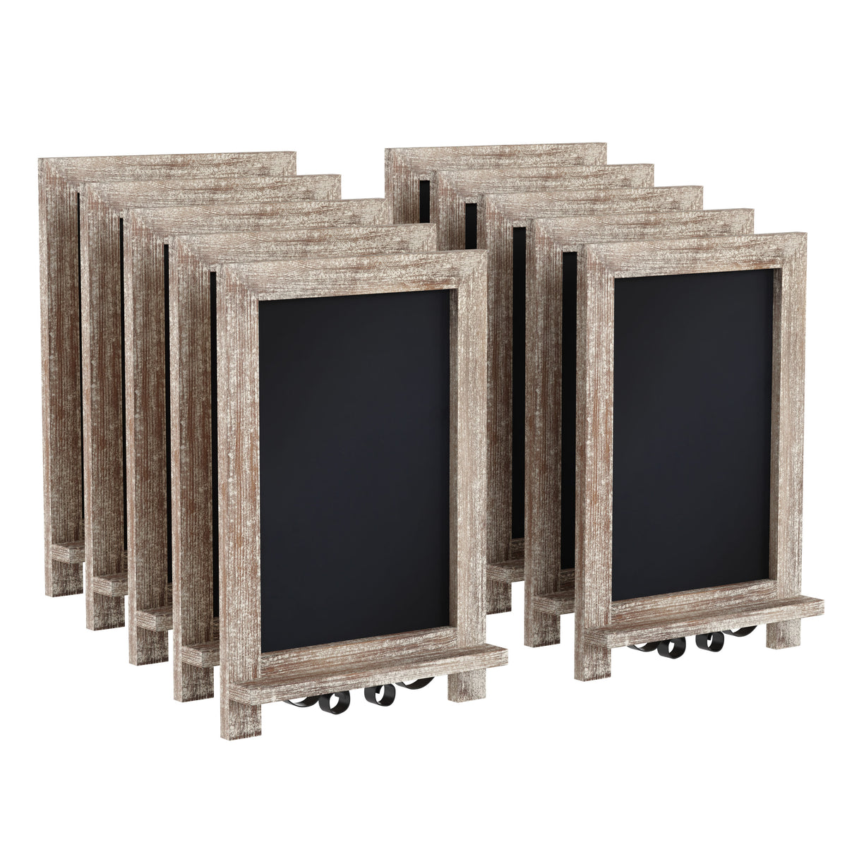 Weathered Brown,9.5inchW x 1.88inchD x 14inchH |#| 10 Pack 9.5inch x 14inch Tabletop or Wall Mount Magnetic Chalkboards - Weathered