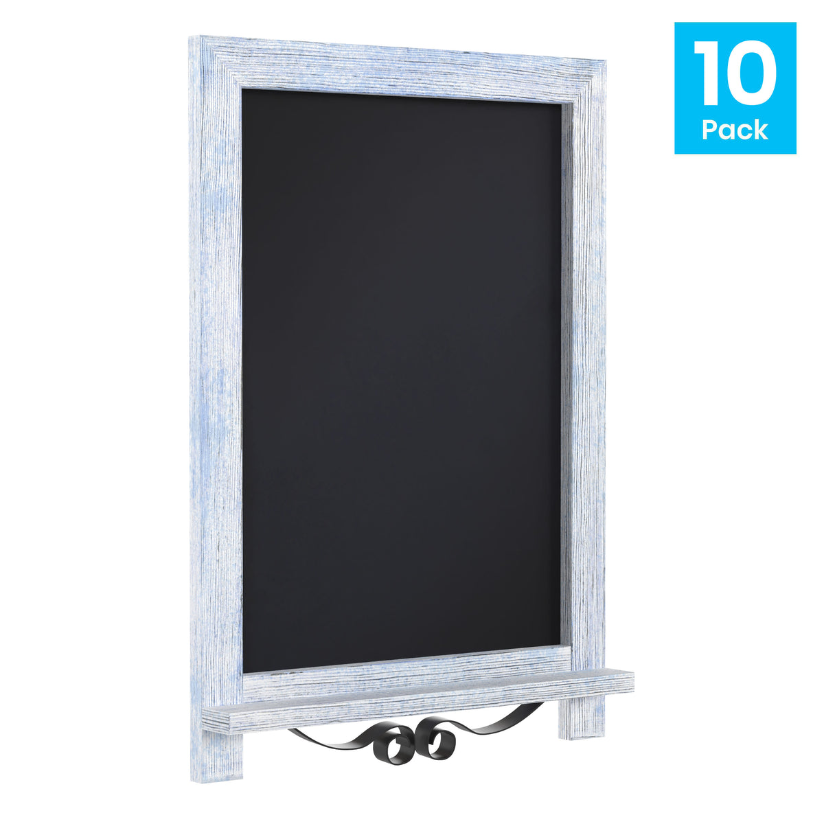 Rustic Blue,12inchW x 1.88inchD x 17inchH |#| 10 Pack 12inch x 17inch Tabletop or Wall Mount Magnetic Chalkboards - Rustic Blue