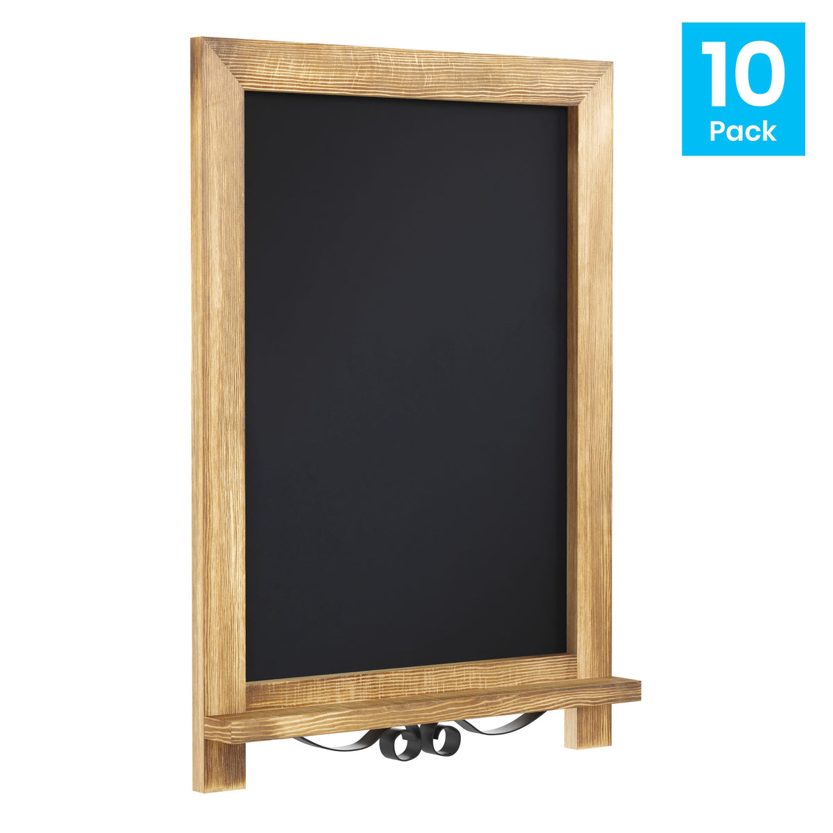 Torched Brown,12inchW x 1.88inchD x 17inchH |#| 10 Pack 12inch x 17inch Tabletop or Wall Mount Magnetic Chalkboards - Torched Wood