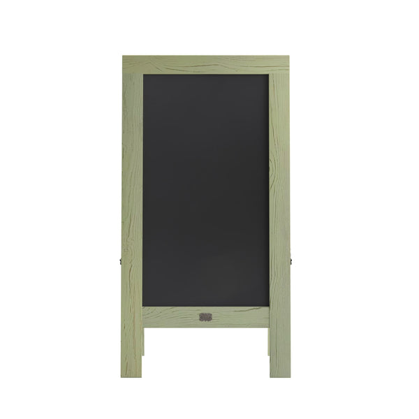 Rustic Green,40inchH x 20inchW |#| Indoor/Outdoor 40x20 Freestanding Green Wood A-Frame Magnetic Chalkboard